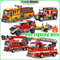 City Fire Series Khối xây dựng ô tô Xe cứu hỏa Thuyền cứu hỏa Thang cứu hỏa Xe cứu hỏa Bé trai Đồ chơi Quà tặng