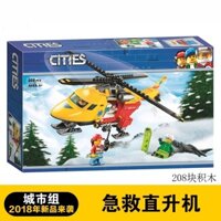 City Series khẩn cấp máy bay trực thăng 60179 trẻ em ghép lại đồ chơi xếp hình Lego cho bé trai máy bay quà tặng 10868