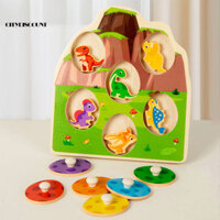 Citydiscount  Đồ chơi trứng khủng long trẻ em Màu sắc phù hợp với đồ chơi khủng long bằng gỗ Bảng xếp hình khủng long hoạt hình vui nhộn 3d Trò chơi ghép trứng khủng long dành cho trẻ em Đồ chơi giáo dục để học mầm non