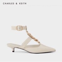 [CK] GIÀY CAO GÓT MŨI NHỌN CHARLES AND KEITH CHAIN LINK ANKLE STRAP MÀU BE 🆚