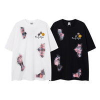 Classic THỜI TRANG BALY STYIE Nam Nữ Cotton Tay Ngắn Doodle Trên ngực Áo Thun Unisex Áo