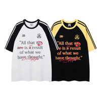 Classic THỜI TRANG BALY STYIE Nam Nữ Cotton Tay Ngắn Graffiti Chữ Cái Áo Thun Unisex Áo