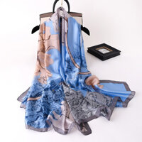 Clea- Khăn quàng cổ nữ in hoa chống nắng Khăn quàng cổ giả lụa dài mịn cho gia đình