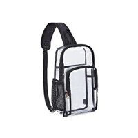 Clear  Bag Transparent Chest Daypack Casual with Mesh Water Bottle Holder Purse Shoulder Bag Crossbody Backpack for Beach Biking Travel