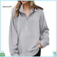 Clearance479 Áo dài tay có lỗ nhỏ dành cho nữ có dây kéo hàng quý Áo thun có khóa kéo ấm cúng cho nữ Cổ áo có cổ áo phong cách Túi trước và dáng rộng phù hợp cho Fal