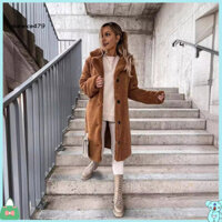 Clearance479 Áo khoác dài mùa đông dành cho nữ Áo khoác rộng rãi Áo khoác mùa đông ấm cúng có lớp lót lông cừu cho nữ Áo khoác cài nút thời tiết lạnh để giữ nhiệt mặc ngoài trời