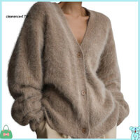 Clearance479 Áo khoác đan Cardigan có túi Áo len dệt kim cổ chữ V sành điệu dành cho nữ Áo khoác ngoài vừa vặn dáng rộng với thiết kế ngực đơn dài tay màu trơn