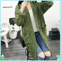 Clearance479 Áo len dệt kim nữ Áo len dệt kim dáng rộng vừa vặn Áo len dệt kim nữ ấm cúng có túi Áo len dài tay mở phía trước Áo khoác cho sự thoải mái sành điệu Chiều dài vừa phải Loose Fit Swea