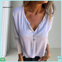Clearance479 Áo sơ mi nữ hàng đầu thời trang cổ chữ V có nút áo thun dài tay dành cho nữ Hoàn hảo để mặc hàng ngày ở Đông Nam Á