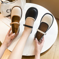 Clemine Giày da nhỏ nữ thời trang mới Giày da nhỏ cổ điển Hàn Quốc Bơm gót thấp và giày Mary Jane chặn màu