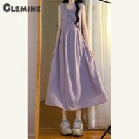 Clemine Váy một mảnh không tay dành cho nữ Sữa nhẹ nhàng Màu tím ngọt ngào Áo Vest mới Váy dáng rộng