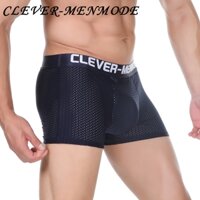 [Clever-menmode] Quần lót nam gợi cảm Lưới thoáng khí Quần lót Boxer Tách bên trong Túi phồng Quần lót nam co giãn