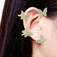 Clip Earring Butterfly Ear Cuff Clip for Daily wearing Lovers - Gold Right