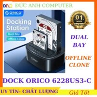 CLONE Dock ổ cứng 2 khay 3.5''/ 2.5'' USB 3.0 ORICO 6228US3-C - HỖ TRỢ OFFLINE CLONE - Hàng chính hãng,Bảo Hành 1 Năm