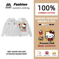 CLOT Áo Hoodie nữ Xám form rộng áo khoác hoodie Hello Kitty in hình áo khoác hot nhất hiện local brand Y1077
