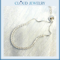 CLOUD JEWELRY | Lắc tay bạc nữ  Nửa Dải Đá Dây Rút - Partial Stone Tie Stripe LT13