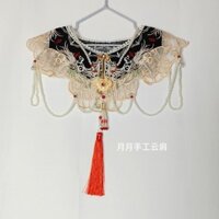 Cloud Vai Boutique Ngọc Trai Cổ Đen Nhung Vải Thêu Kim Loại Ren Thêu Hanfu Cloud Vai Người Lớn Mặc Cổ Giả Q20250224