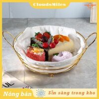 [Cloudsmiles] Giỏ đựng bánh mì sắt Giỏ thu hoạch Phục vụ Giỏ bánh mì Giỏ đựng bánh sắt Giỏ đựng thức ăn có lớp lót