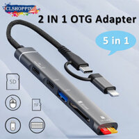 Clsshopping 5 trong 1 Docking Sstation cho Lightning / Type C, mở rộng HUB 3.0 bên ngoài ổ cứng USB cấp nguồn Thẻ nhớ SD TF cho iPhone 15 / 14 / 13 / 12 Pro max / 11 / XS / XR / iPad laptop