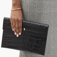 Clutch Alexander McQueen đen crocs logo đầu lâu thương hiệu siêu sang