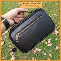 Clutch hộp handmade, túi cầm tay kết hợp đeo chéo da bò thật nam nữ cao cấp, đựng vừa ipad mini 8 inch CL09