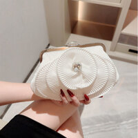 Clutch nữ Túi đeo vai dự tiệc hoa trắng đính đá sang trọng LILA CFL30