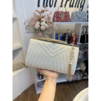 Clutch ví cầm tay dự tiệc đính đá bản to sang trọng đính ngọc - ví nữ đi tiệc 2459
