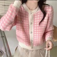 Cminyp Nữ Ngọt Ngào Cổ Chữ O Nút Trái Tim Áo Len Cardigan Dệt Kim Đơn Cổ Glory
