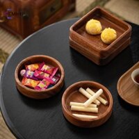 [Cminyp] Tấm xếp chồng phong cách Bắc Âu Tấm gỗ óc chó Khay vuông / tròn Bộ đồ ăn gia đình Đĩa bánh kẹo đơn giản Đĩa trái cây mới