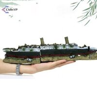 [Cminyp] Trang trí bể cá chìm Mô hình tàu Titanic Đồ trang trí bằng nhựa tự nhiên Trang trí cá Lâu đài Trang trí cá Trang trí mới