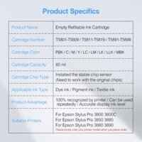CN ✌❡9Colors/Set T5801-T5809 T5811-T5819 T5891-T5899 Empty Refillable Ink Cartridge For Epson Stylus Pro 3800 3880 3890