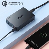 CN ✣✔◙AUKEY PA-T11 6 USB Port Qualcomm Quick Charge 3.0 Desktop Charger 60W Charging Station Technology Pad Phone Charge