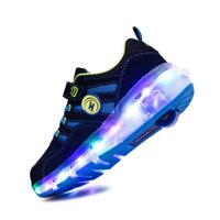 CN-WSC Unisex Children Glowing Sneakers Sneakers with Wheels Led Light up Roller Skates Sport Luminous Lighted Shoes for Kids Boys1.5 US