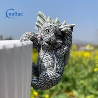 Cnabpc Bộ 4 chậu trồng cây treo bằng nhựa rồng cho bé, chậu hoa điêu khắc leo núi và bình hoa cho đồ trang trí sân cỏ sân hiên, tượng rồng dễ thương, thống kê rồng