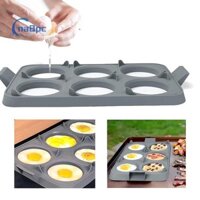 Cnabpc  Khuôn Trứng Chiên Tròn 6 Lỗ Khuôn Làm Bánh Chảo Silicon Chống Lật Máy Làm Bánh Chảo Trứng Trứng Dạng Nhẫn Khuôn Nhà Bếp BBQ Dụng Cụ Mới