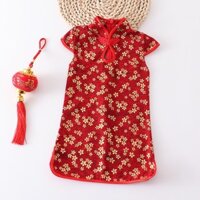 Cny Hoa Sườn Xám Quần Áo Trẻ Em Váy Công Chúa Tay Ngắn Cho Công Chúa 0-12Y