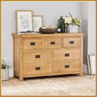 CO-3O4 : Tủ Ngang Gỗ Sồi + 7 Ngăn Kéo - W 128cm