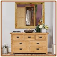 CO-3O4 : Tủ Ngang Gỗ Sồi 7 Ngăn Kéo + Gương 90 x 90cm