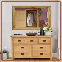 CO-3O4 : Tủ Ngang Gỗ Sồi 7 Ngăn Kéo + Gương 80 x 120cm