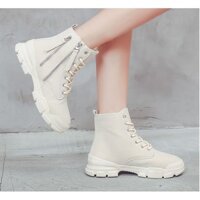 Có ảnh thật - Giày boot nữ cổ lửng không độn đế phong cách Hàn Quốc B135 . new new new . 2020 K . : : : '