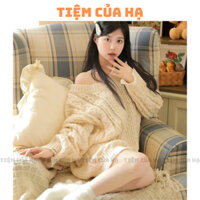 (Có ảnh thật - Sẵn) Áo len trễ vai phong cách Hàn Quốc, áo lên form rộng trễ vai