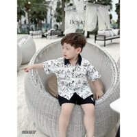 (CÓ ẢNH THẬT) SET SƠ MI THÔ HÀN PHỐI QUẦN SOOC KAKI BÉ TRAI-BỘ ĐỒ ĐI CHƠI HOẠ TIẾT CHIM CÁNH CỤT CHO BÉ 1-7 TUỔI