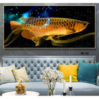(CÓ ẢNH THẬT) Tranh treo tường tráng gương cá rồng tranh trang trí decor phòng khách
