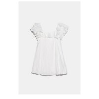 (Có ảnh thật) Váy Zara trắng xếp li | Zara white pleated shuffle dress
