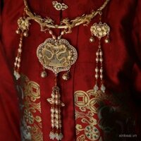 Cổ áo phong cách cổ điển Ying Luo Ming khóa an toàn áo cưới Vòng cổ Hán phục phụ kiện năm mới sườn xám Trung Quốc cổ điển tua dài