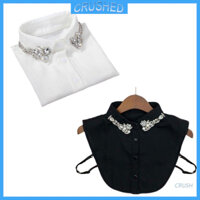 Cổ áo sơ mi giả đính đá hình giọt nước phong cách thời trang cho nữ