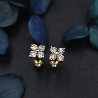 Cỏ Ba Lá Bốn Lá ~ S925 Sterling Mạ Bạc 18K Bông Tai Vàng Bông Tai Bông Tai Vít Cắm Đi Lại Cảm Giác Cao Cấp