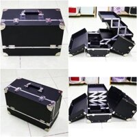[Có bảo hành] Cốp đựng đồ trang điểm chuyên nghiệp 4 mâm lớn màu đen trơn
