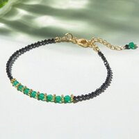 [Có bảo hành] Vòng Tay Bạc Nữ CARA LUNA Chuỗi Đá Spinel Đen Và Onyx Xanh Tự Nhiên Bead Chains - VSB501