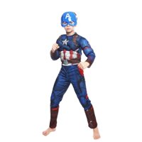 Cơ bắp quần áo captain america cho bé trai Người lớn mặt nạ captain america cosplay Trẻ em quần áo siêu anh hùng Marvel